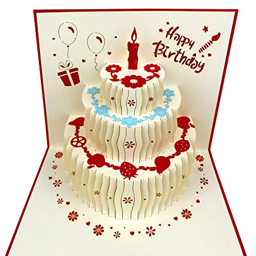 Akeydeco 3D Pop Up Birthday Cards,Birthday Pop Up Greeting Cards Laser