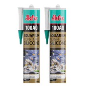 Akfix 100AQ Aquarium Silicone Sealant, Waterproof, Fish Safe, Clear, 10.1 fl oz, 2 Pack