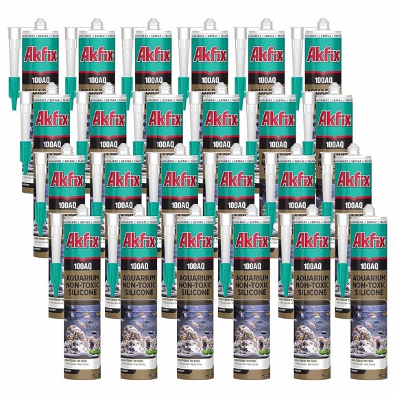 Akfix 100AQ Aquarium Silicone Sealant 10.1 fl oz-Clear-24 Pack