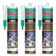 Akfix 100AQ Aquarium Silicone Sealant, Waterproof, Fish Safe, Clear, 10.1 fl oz, 3 Pack