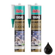 Akfix 100AQ Aquarium Silicone Sealant, Waterproof, Fish Safe, Black, 10.1 fl oz, 2 Pack