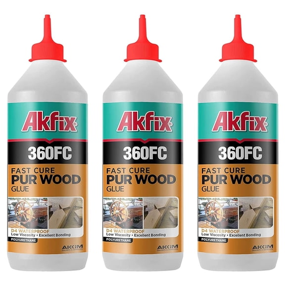 Akfix 360FC Fast Cure Polyurethane Wood Glue 15.4 fl oz-3 Pack