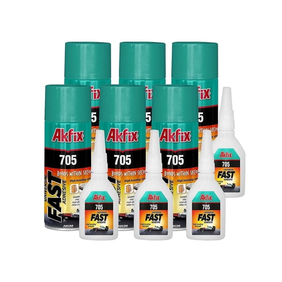Akfix 705 Superfast Adhesive with Spray Activator-(0.88oz+3.88oz)-6 Pack