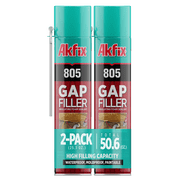 Akfix 805 Gaps & Cracks Insulating Foam, Window and Door, 25.3 oz, Straw Use, 2 Pack