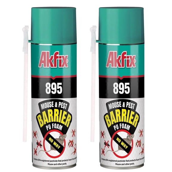 Akfix 895 Mouse & Pest Barrier Expanding Foam Sealant, 12 oz - 2 Pack