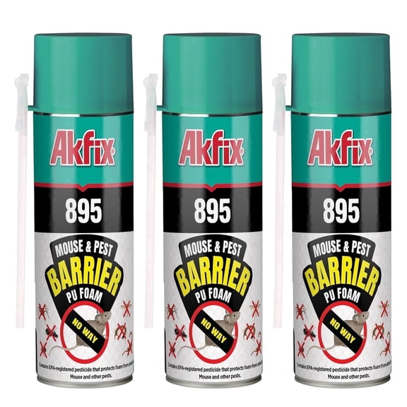 Akfix 895 Mouse & Pest Barrier Expanding Foam Sealant, 12 oz - 3 Pack