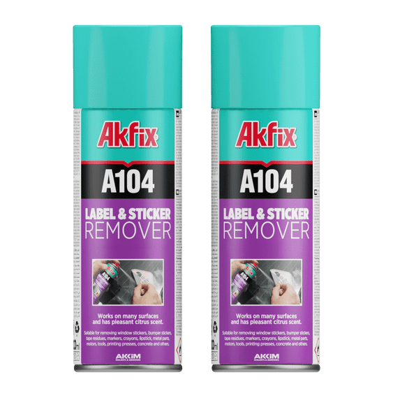 Akfix A104 Adhesive Remover Spray for Labels and Stickers, 6.7 oz - 2 Pack