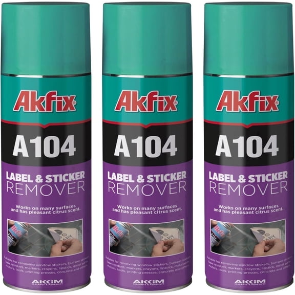 Akfix A104 Adhesive Remover Spray for Labels and Stickers, 6.7 oz - 3 Pack