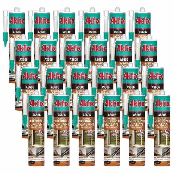 Akfix AS606 White Siliconized Acrylic Sealant 10.1 fl oz-24 Pack