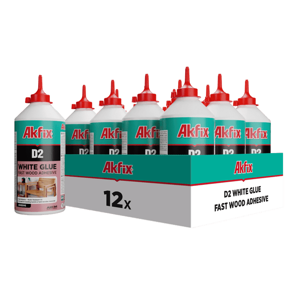Akfix D2 PVA Glue Super Frame Work, White PVA Adhesive, 17.6 fl oz - 12 Pack