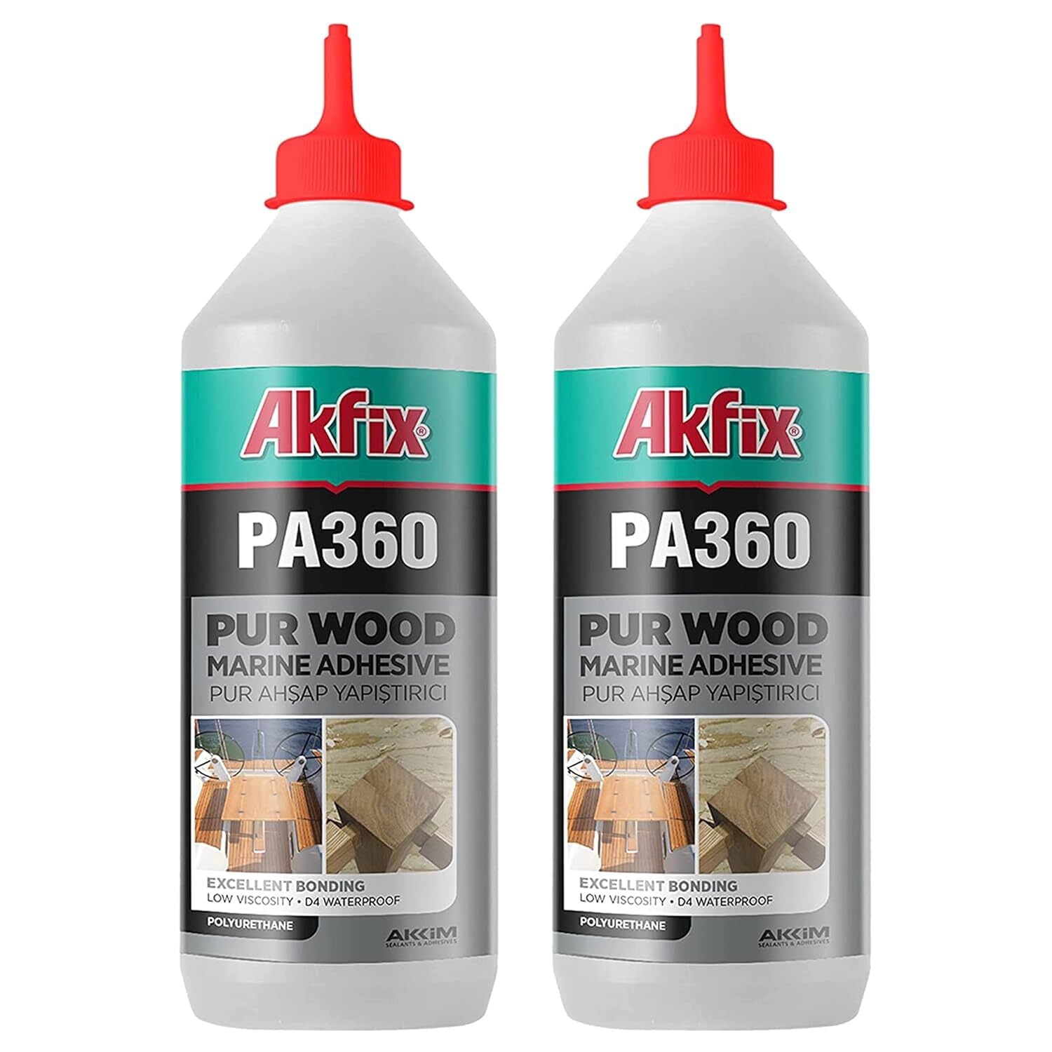Akfix PA360 Waterproof Polyurethane Wood Marine Adhesive 15.4 fl oz-2 Pack
