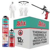 Akfix Thermcoat Thermal & Acoustic Spray Foam Insulation Kit - Fire Rated Closed Cell Expanding Foam, 240 Board Feet - 12 Pack Set