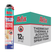 Akfix Thermcoat Thermal & Acoustic Spray Foam Insulation - Fire Rated Closed Cell Expanding Foam, 240 Board Feet - 12 Pack