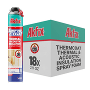 Akfix Thermcoat Thermal & Acoustic Spray Foam Insulation - Fire Rated Closed Cell Expanding Foam, 360 Board Feet - 18 Pack
