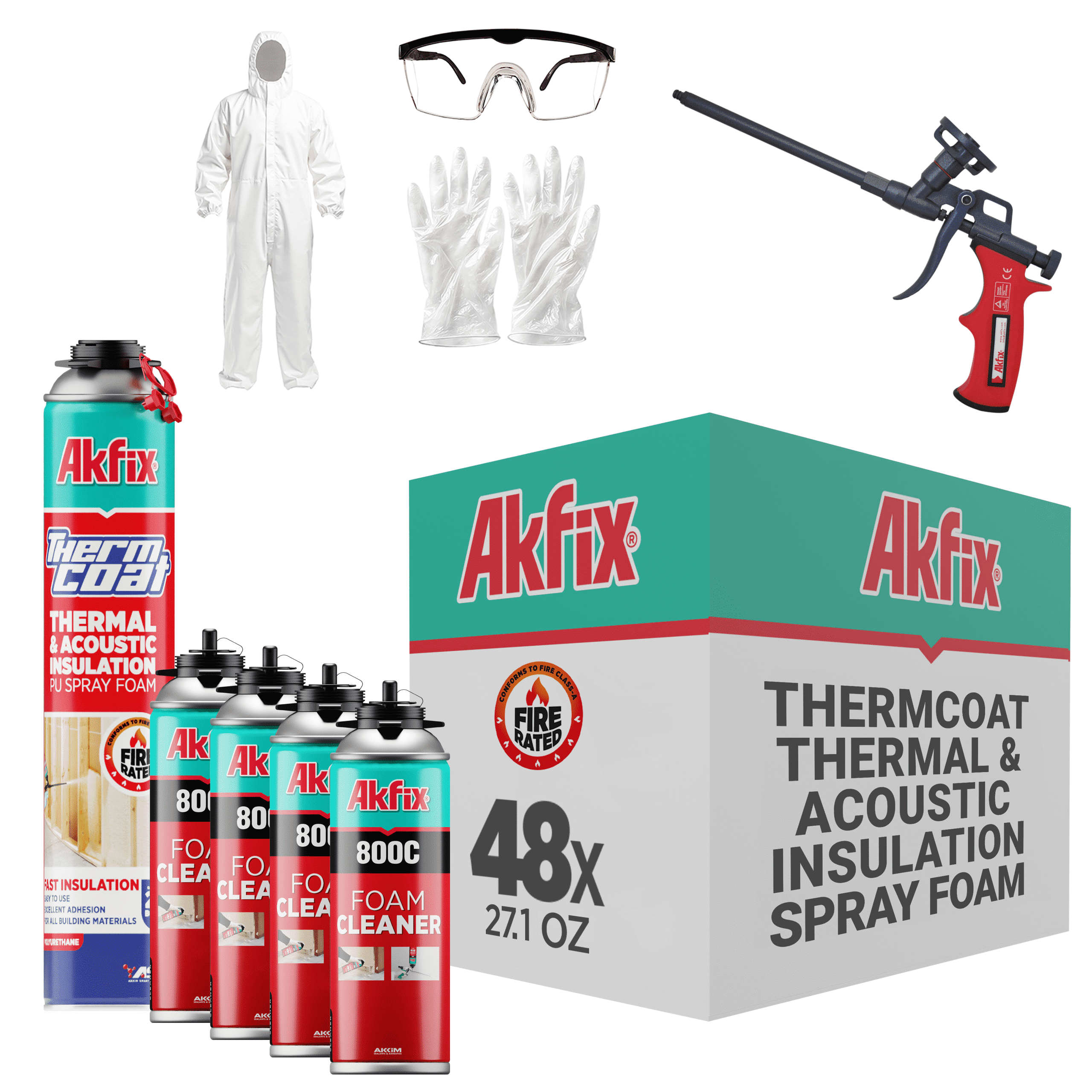 Akfix Thermcoat Thermal & Acoustic Spray Foam Insulation Kit - Fire ...