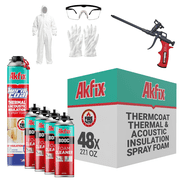 Akfix Thermcoat Thermal & Acoustic Spray Foam Insulation Kit - Fire Rated Closed Cell Expanding Foam, 960 Board Feet - 48 Pack Set
