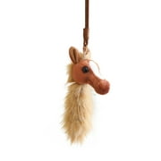 Akhal-Teke Horse Head Plush Charm, Soft Stuffed Equine Head Accessory - Plush Material Build, Fluffy Mane Detail, Attached Brown Hanging Strap, Suitable for Bag Hanging - For Backpacks, Handbags, Key