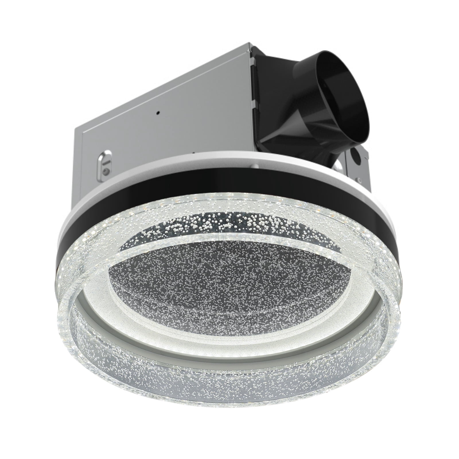 Akicon 110CFM 1.5 Sones Bathroom Exhaust Fan with Light, 1000lm Dimmable 4 - Color Acrylic Starry Sky Light & 2700K Nightlight Ventilation Fan for Home, Round, Black