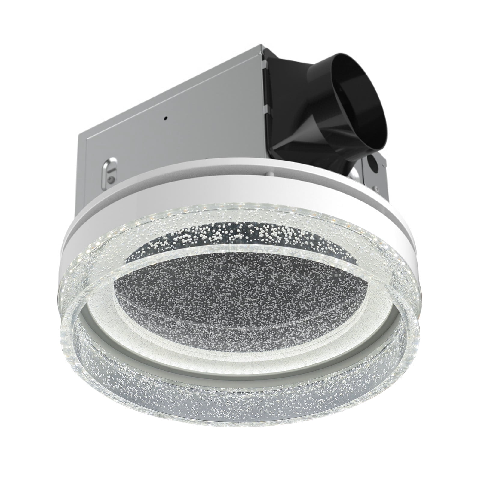 Akicon 110CFM 1.5 Sones Bathroom Exhaust Fan with Light, 1000lm Dimmable 4 - Color Acrylic Starry Sky Light & 2700K Nightlight Ventilation Fan for Home, Round, White