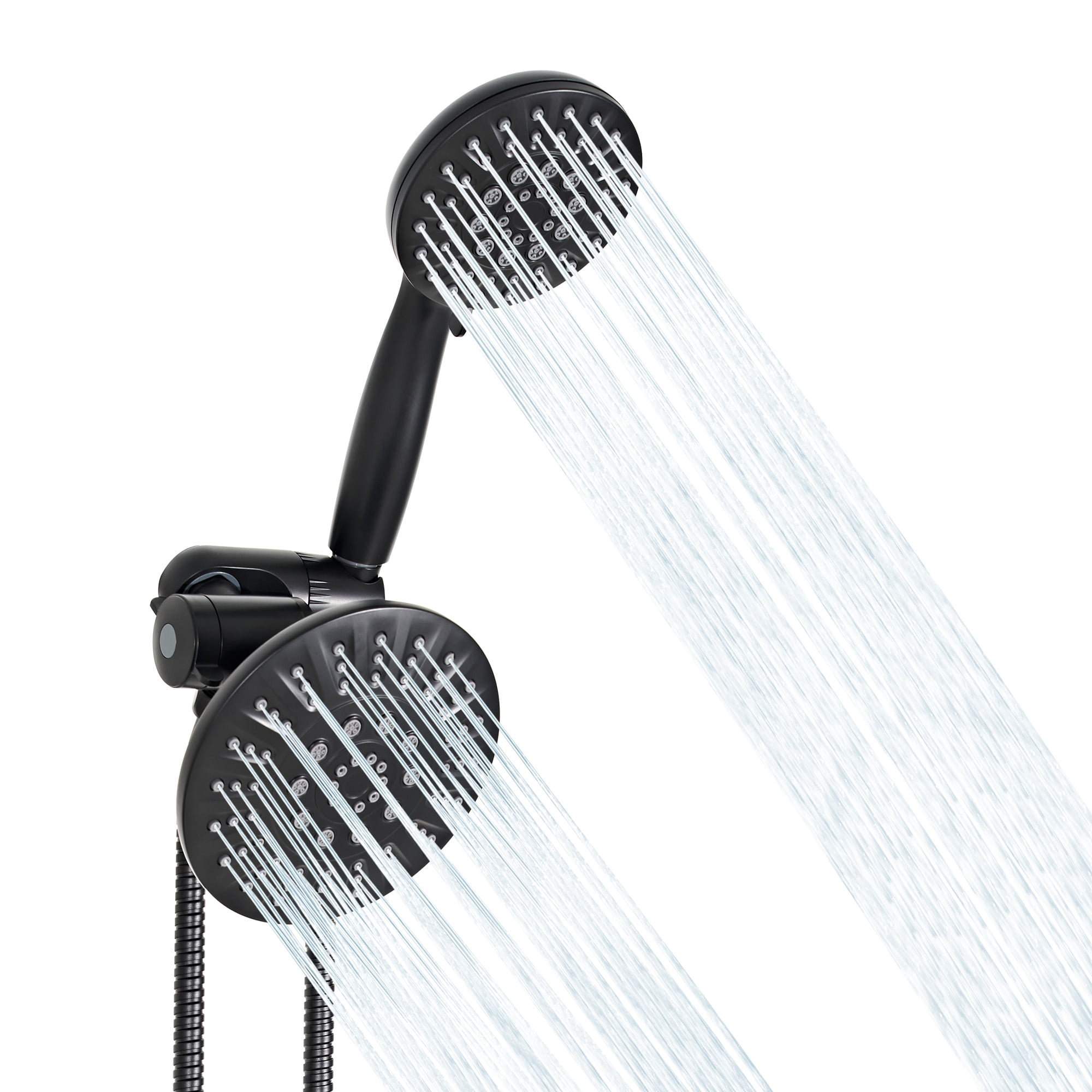 Akicon 2-in-1 Dual Shower Head, 6-Setting High Pressure Rain Shower Head with Handheld Spray, Round Showerhead with Adjustable Angle, Anti-Clog Nozzles for Bathroom, 2.5 GPM Flow Rate