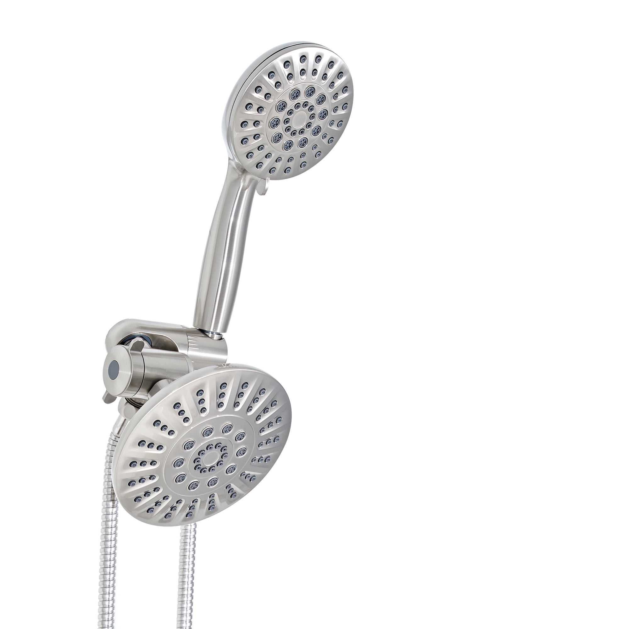 Akicon 2-in-1 Dual Shower Head, 6-Setting High Pressure Rain Shower Head with Handheld Spray, Round Showerhead with Adjustable Angle, Anti-Clog Nozzles for Bathroom, 2.5 GPM Flow Rate