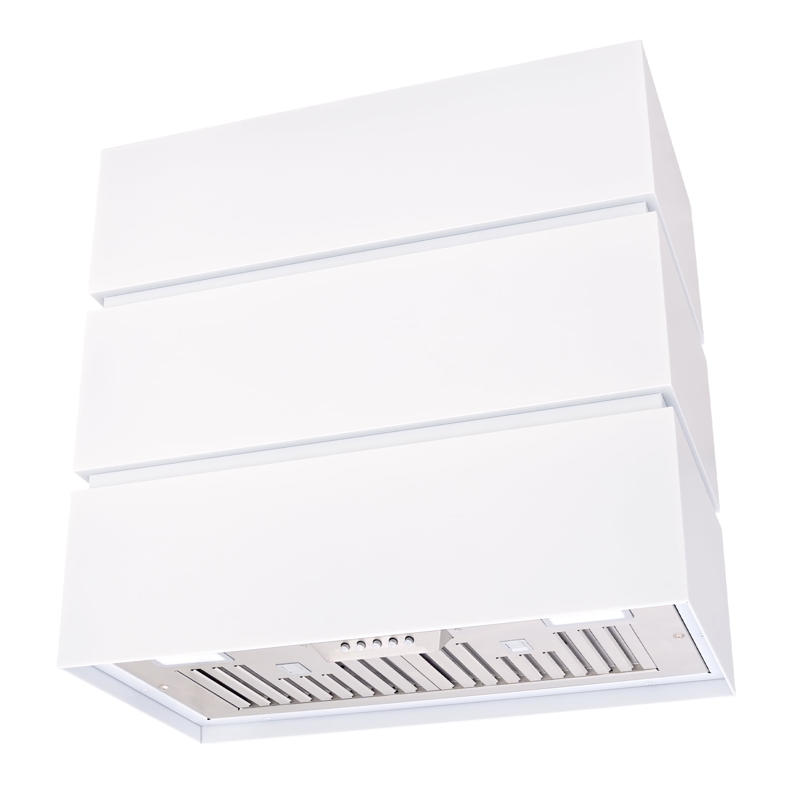 White Stainless Steel Wall Mount Range Hood with 3 Stacks