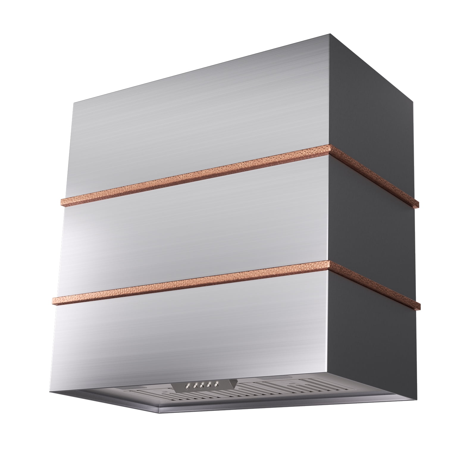 Akicon 30 inch Kitchen Range Hood with 600 CFM, Stainless steel Range Hood, Wall Mounted Range Hood, 3 Speed Fan with LED Light, Powerful Vent Motor, Brushed Stainless with Copper