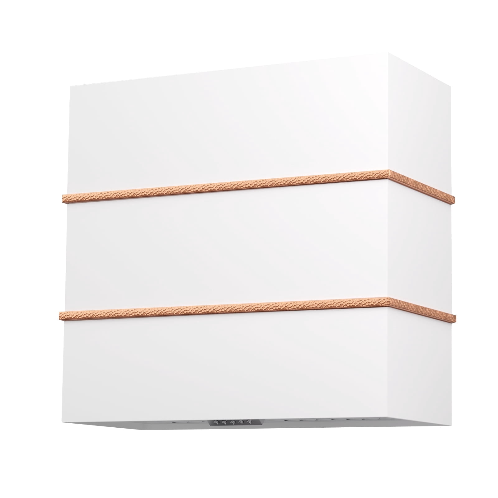 Akicon 30 inch Kitchen Range Hood with 600 CFM, Stainless Steel Wall Mounted Ducted Range Hood, 3 Speed Fan with LED Light, Powerful Vent Motor, Signal White with Copper