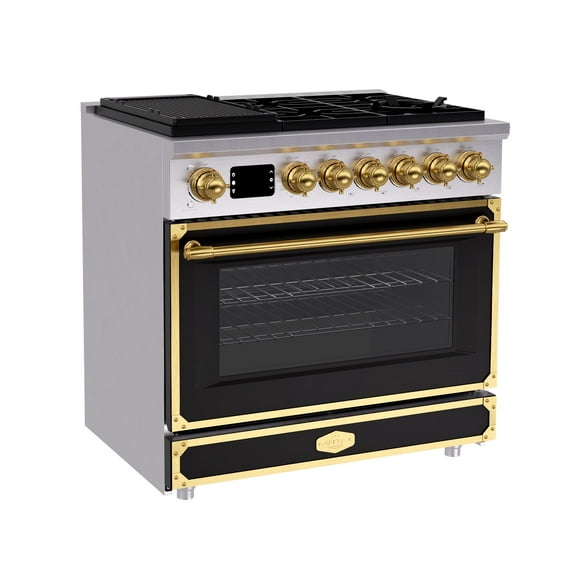 Akicon 36 Inch Freestanding Gas Range with 6 Sealed Burners Cooktop, 5.2 Cu.Ft. Natural Gas/LP Convertible-MBGBGGA1