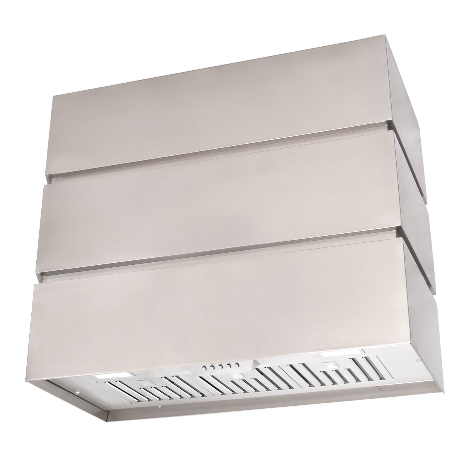 Akicon 36" Stainless Steel Range Hood, Modern Box Ducted Kitchen Hood with Powerful Vent Motor, Wall Mount, 36"W * 30"H*14"D, Brushed Stainless