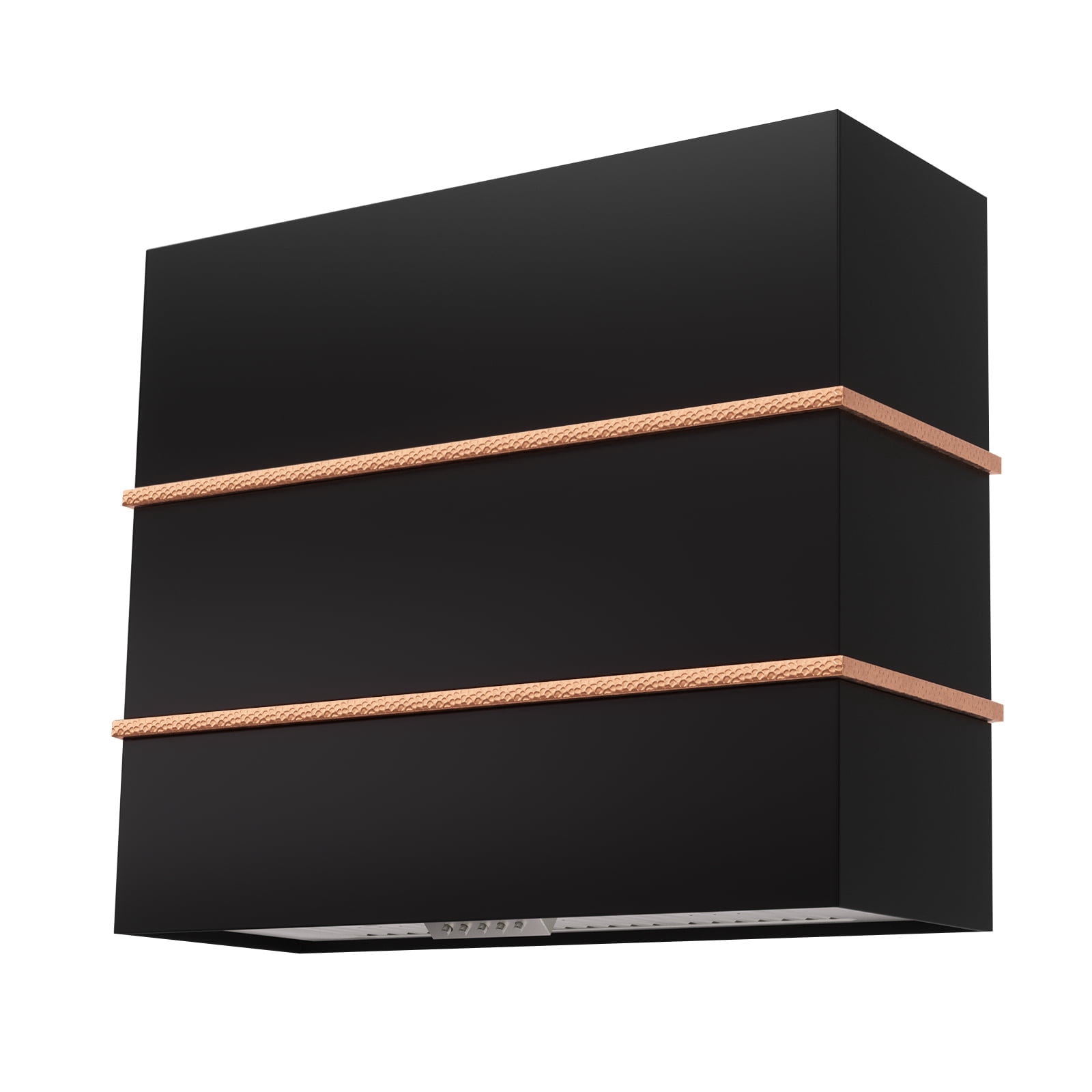 Akicon 36 inch Kitchen Range Hood with 600 CFM, Stainless Steel Wall Mounted Ducted Range Hood, 3 Speed Fan with LED Light, Powerful Vent Motor, Jet Black with Copper