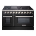 thumbnail image 1 of Akicon 48" Slide-in Freestanding Professional Style Gas Range with 6.7 Cu. Ft. Oven, 8 Burners, Convection Fan, Cast Iron Grates. Matte Black & Stainless Steel, 1 of 9