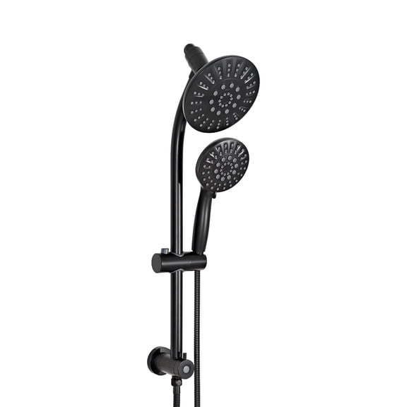 Akicon 6-Setting Dual Rain Shower Head with Handheld Spray Combo, High Pressure, Height & Angle Adjustable, for Bathroom