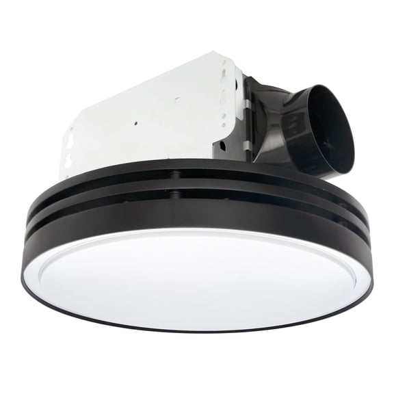 Akicon Round Black Bathroom Exhaust Fan with 3CCT LED Light & 5W Night Light, 110 CFM, 2.0 Sones Quiet Energy Efficient Vent Fan, 2700K/4000K/5500K