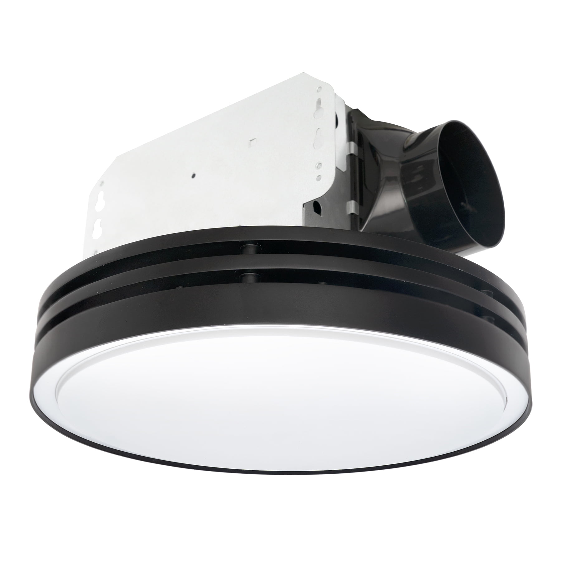 Matte Black Round Bathroom Exhaust Fan with Dimmable LED Light