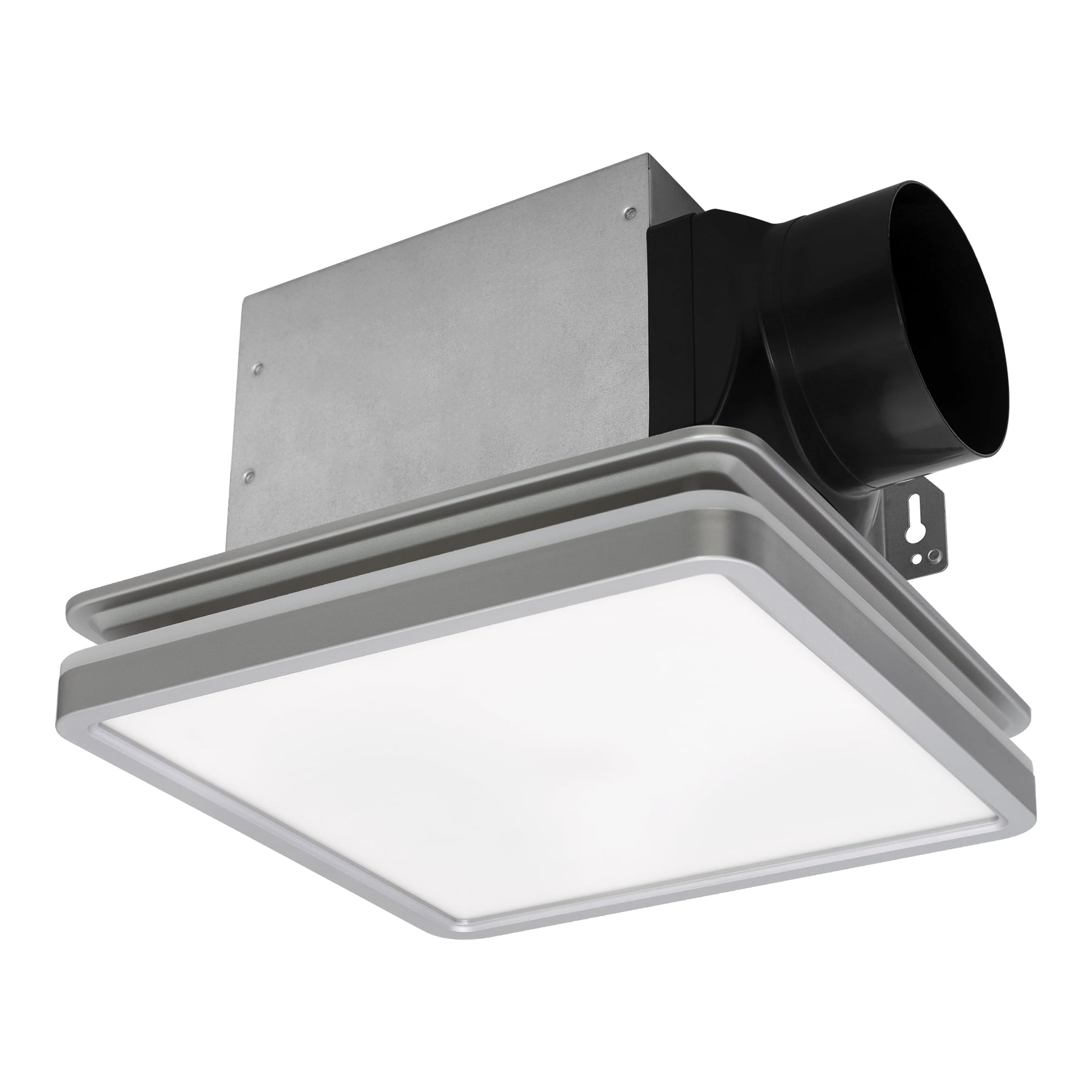Silver Square Bathroom Exhaust Fan with Dimmable LED Light
