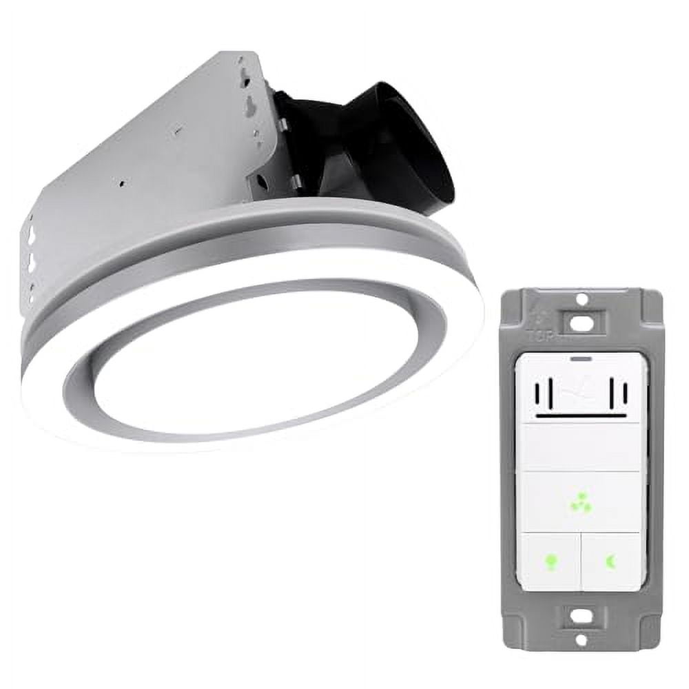 Akicon Bathroom Exhaust Fan with Light, 90 CFM, 1.5 Sones Bathroom Vent ...
