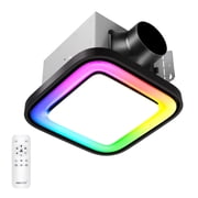 Akicon Bathroom Exhaust Fan with RGB LED Light, 110 CFM 1.5 Sone Ultra Quiet Bathroom Vent Fan for Ceiling, 3CCT Dimmable Light & Nightlight, Remote Control, Square, Black