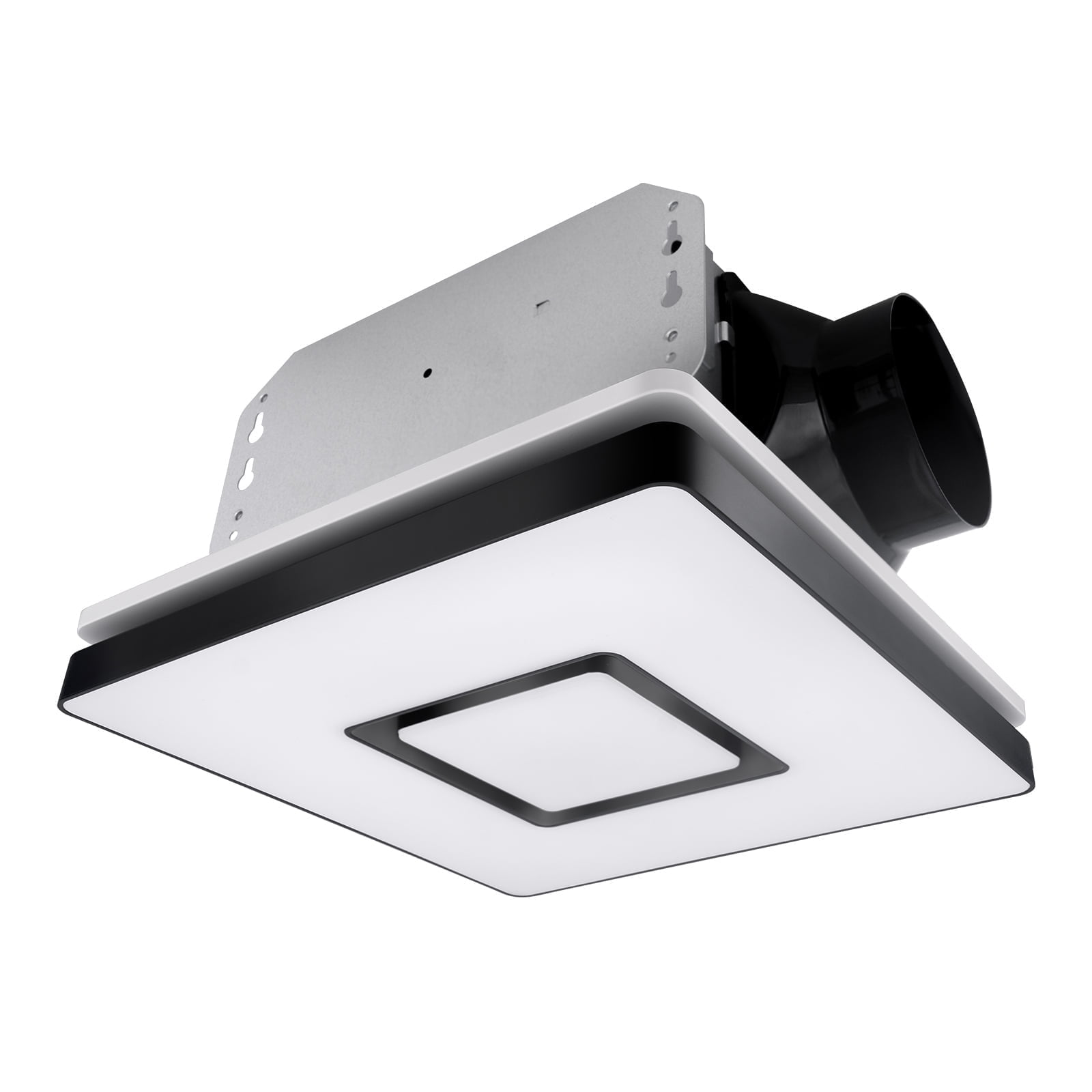 Akicon Bathroom Exhaust Fan with Light, 90 CFM, 1.5 Sones, Dimmable LED Light with Night Light Ventilation Fan for Home, Square, Black