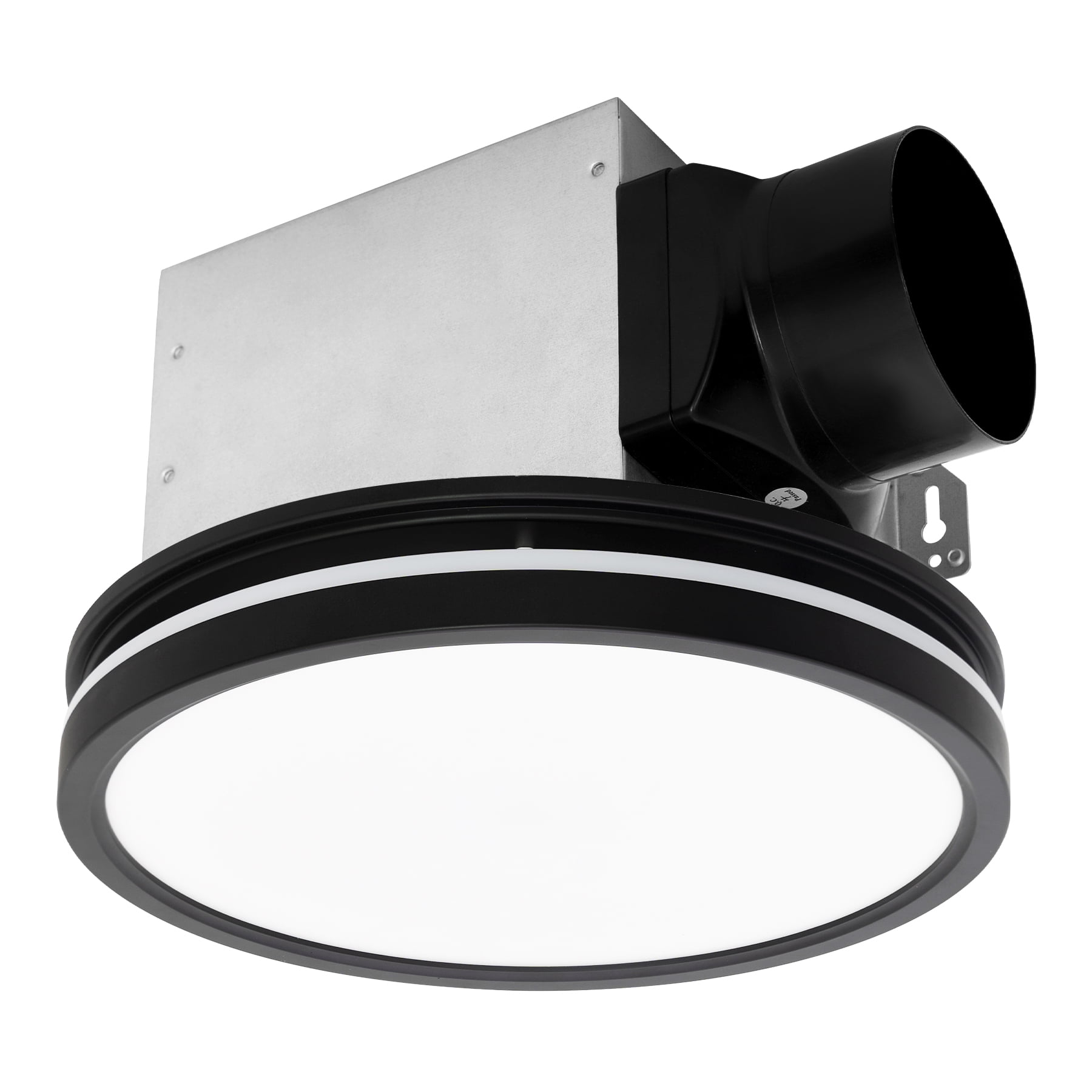 Matte Black Round Bathroom Exhaust Fan with LED Light