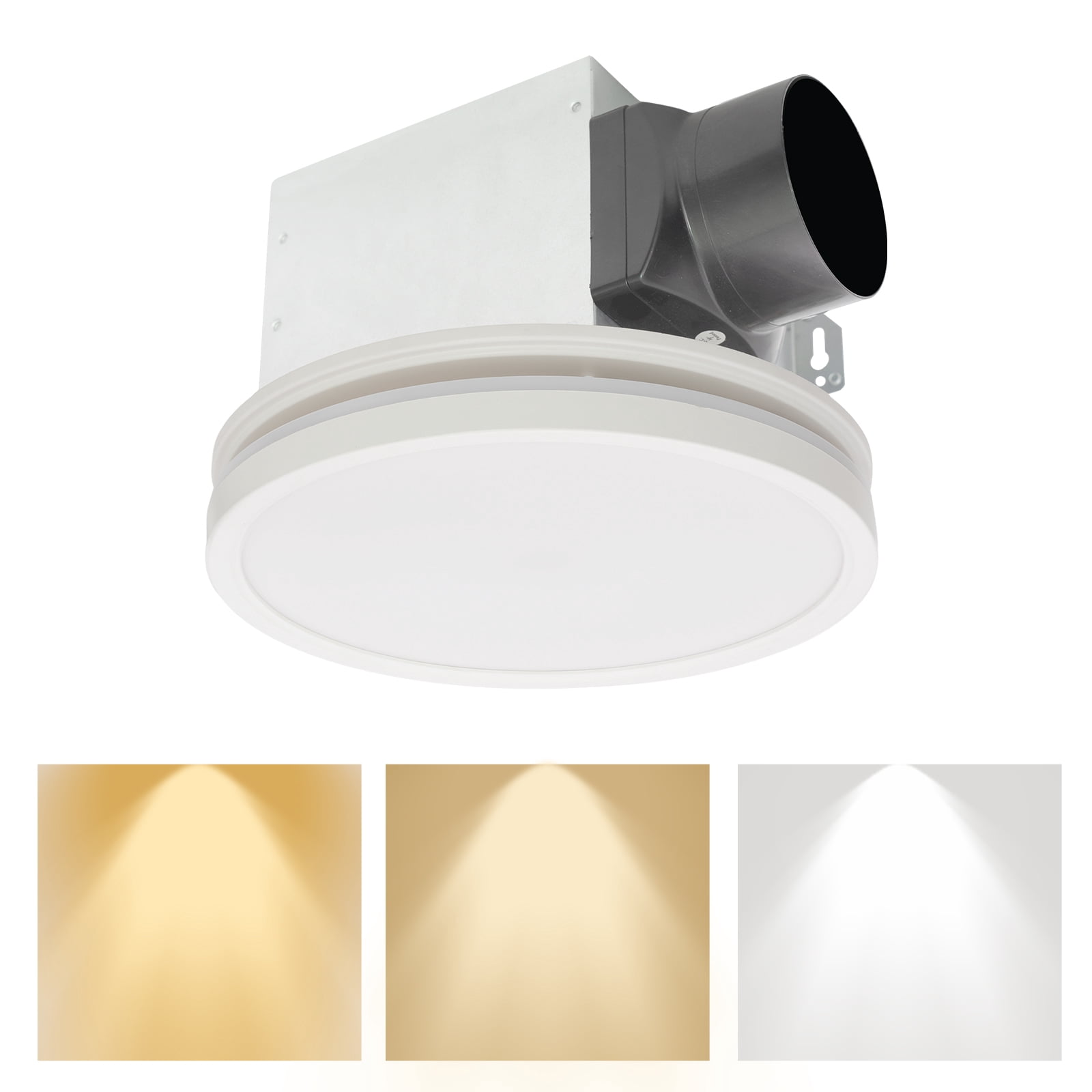 Akicon Bathroom Exhaust Fan with Light, 80CFM 2.0 Sones, 15W Dimmable 3CCT LED, 3.5W Nightlight, Round Ceiling Vent Fan for Home, White