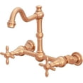 thumbnail image 1 of Akicon Brass Kitchen Faucet, Two-Handles Dual Lever Hot and Cold Wall Mount Kitchen Faucet with 8 Inch, Copper, 1 of 5