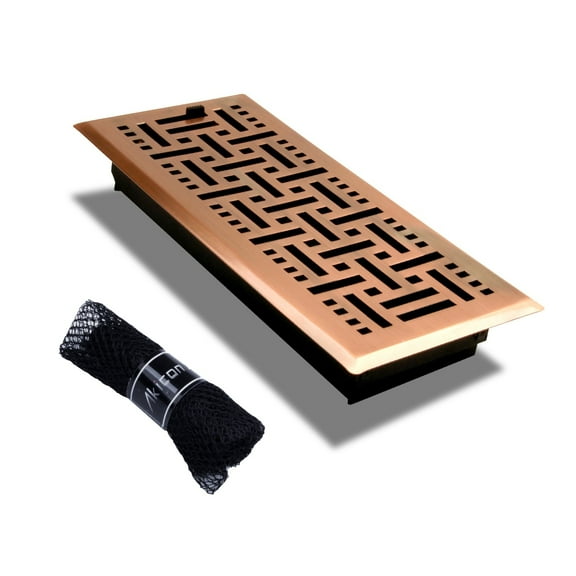 Akicon  Check Design 4"x10" Floor Register with Trap Net Copper
