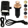 thumbnail image 1 of Akicon Copper Garbage Disposal Air Switch Kit, Dual Outlet Sink Top Waste Disposal On/Off Push Button with Brass Cover, 2-1/2" Max Countertop Thickness, UL Listed, 1 of 5