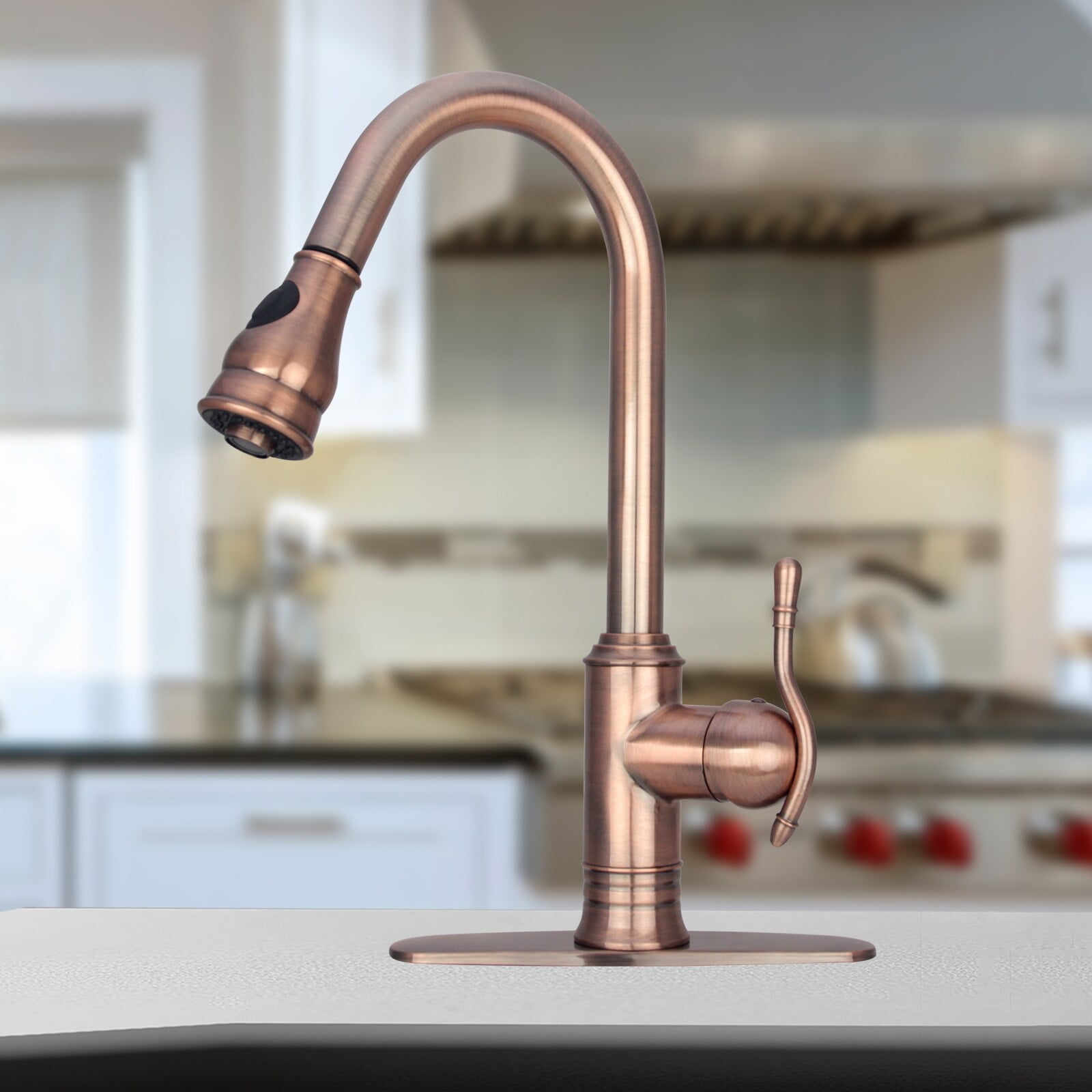 Akicon Copper Kitchen Faucet with Single Level handle and Pull Down