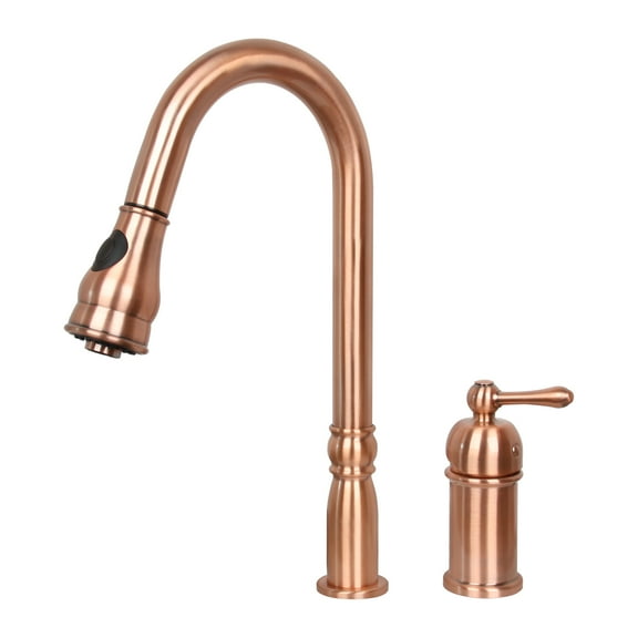 Akicon Copper Kitchen Faucet with in-Deck Handle, Single Level Handle and Pull Down Sprayer Copper