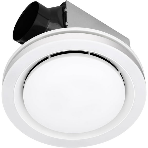 Akicon Electric Fan, 90 CFM Bathroom Exhaust Fan, 1.5 Sones, 15W Dimmable 3CCT LED Light with 5W Night Light, Modern Design, White, Flush Mount