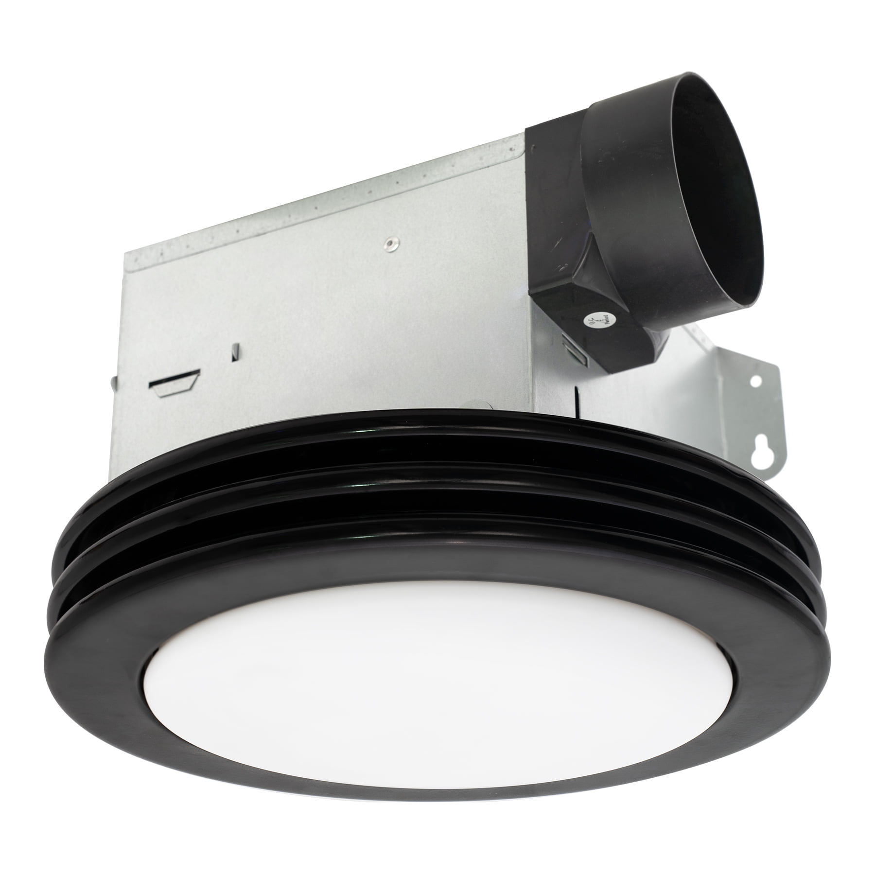 Matte Black Round Bathroom Exhaust Fan with Dimmable LED Light