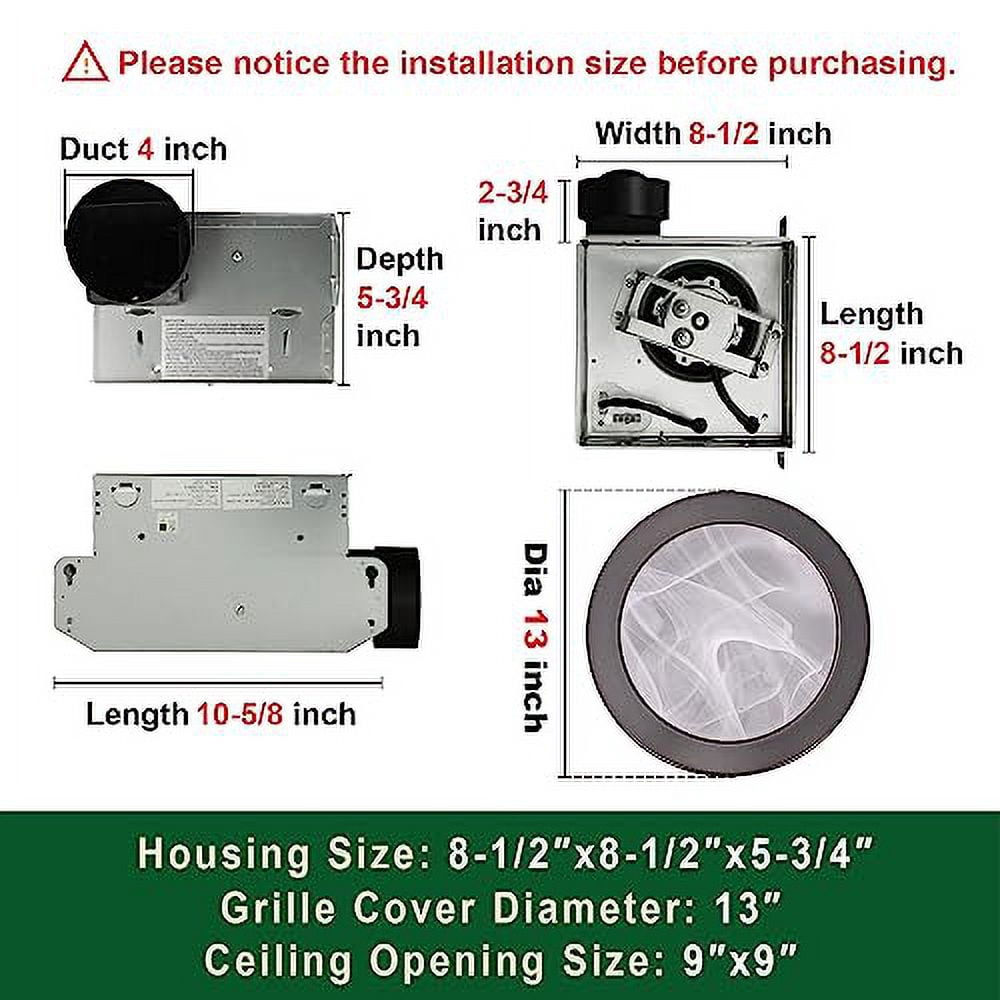 Akicon Exhaust Fan with Light, Ultra Quiet 80 CFM 2.0 Sones Ventilation