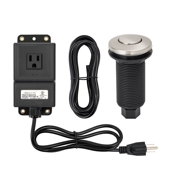 Akicon Garbage Disposal Air Switch Kit, Single Outlet Sink Top Counter Top Air Switch, On/Off Garbage Disposal Button for Food Waste Disposer, UL Listed (Brushed Nickel)